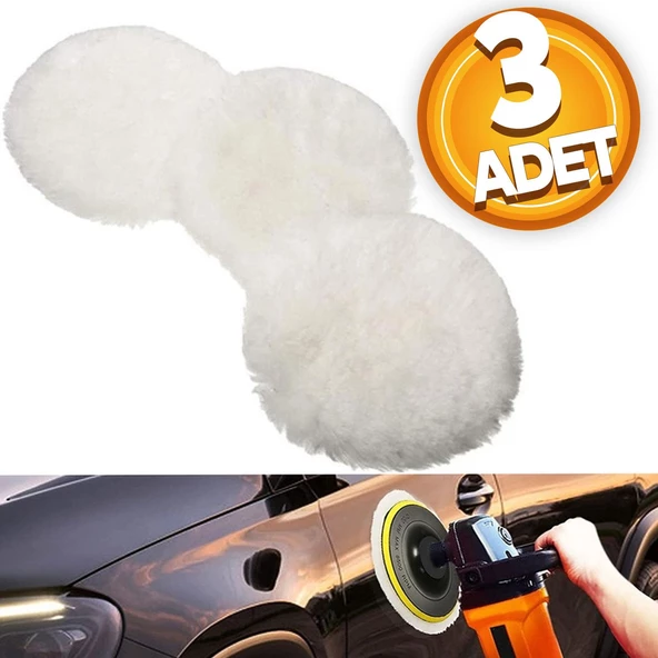 Pasta Cila Polisaj Süngeri 115 mm Cırt Tabanlı Kuzu Postu Yünü Pedi Keçesi Parlatma (3 ADET) ürün görseli 1