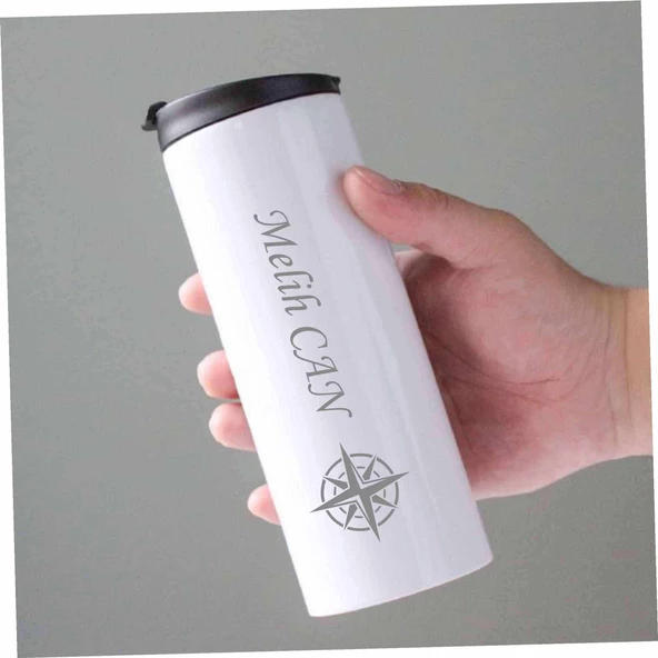 KİŞİYE ÖZEL BASKILI Elde Kolay Tutma  Paslanmaz Sızdırmaz  Çift Katmanlı Metal Termos 500 Ml FLYON ürün görseli 1