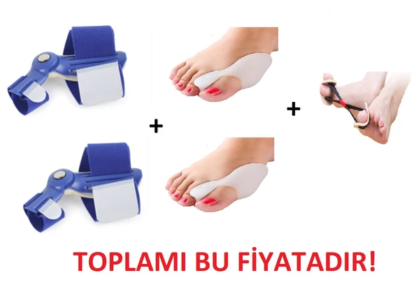 Halluks  Valgus Gece Ateli Mavi Silikon Bunyon Ve Egzersiz Lastiği Full Mavi Set ürün görseli 1
