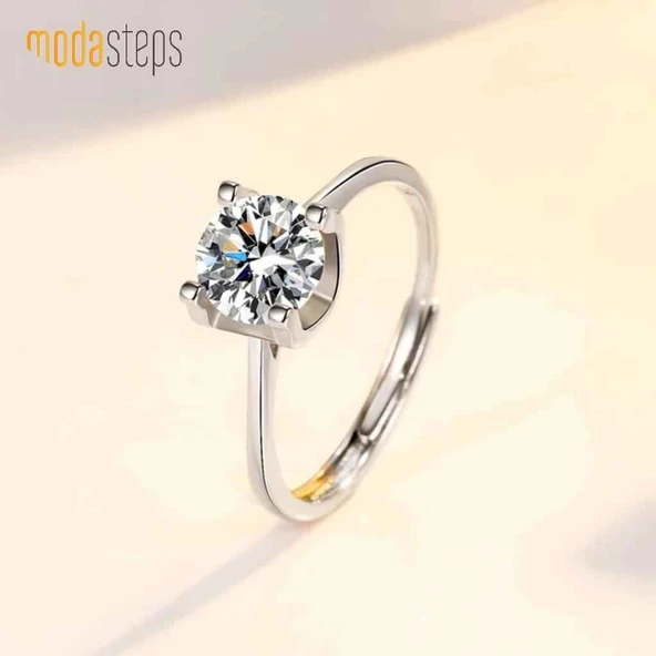 Modasteps 925 ayar gümüş yüksek kaliteli kristal zirkon yüzük ürün görseli 1