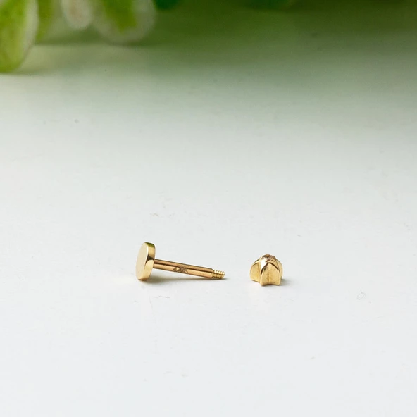 14 Ayar Altın Tragus Piercing Küpe - Resim 3