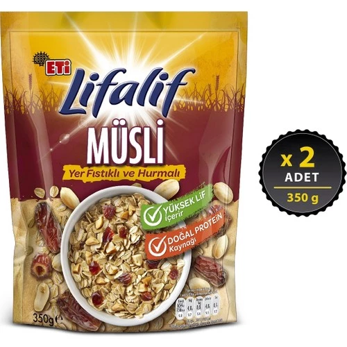 Eti Lifalif Yer Fıstıklı ve Hurmalı Müsli 350 g x 2 Adet ürün görseli 1