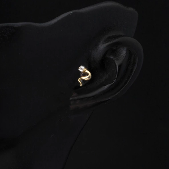 14 Ayar Altın Piercing Tragus Küpe - Resim 2