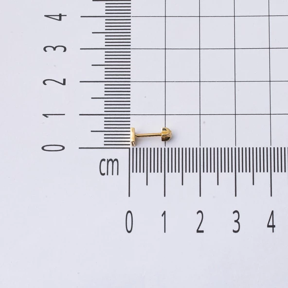 14 Ayar Altın Kare Tragus Küpe - Resim 6