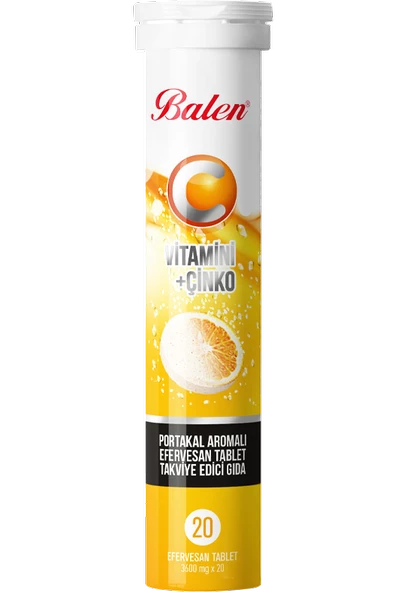 C VİTAMİNİ+ÇİNKO PORT. AROMALI EFERVESAN TABLET 3600 MG*20 ürün görseli 1
