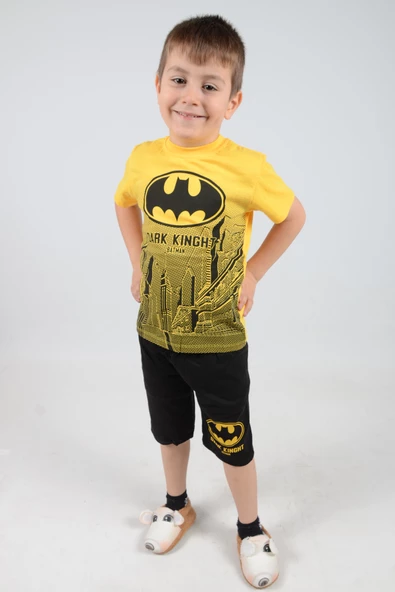 Baskılı Şortlu 9-12 Yaş Sarı Batman Çocuk İkili Takım ürün görseli 1