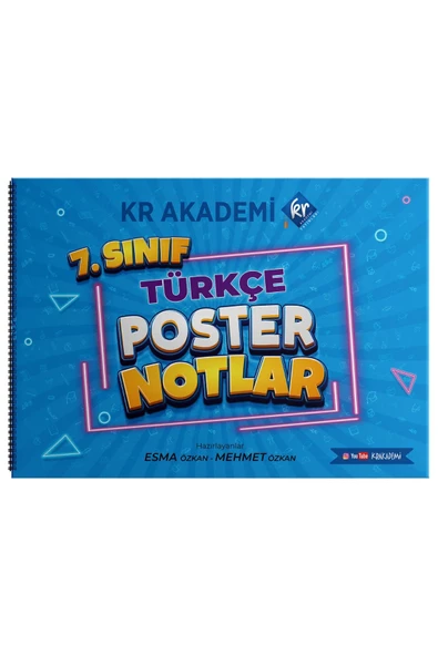 7. Sınıf Türkçe Poster Notlar Kr Akademi Yayınları ürün görseli 1
