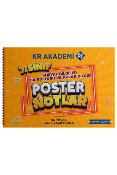 7. Sınıf Sosyal Bilgiler - Din Kültürü ve Ahlak Bilgisi Poster Notlar Kr Akademi Yayınları ürün görseli 1