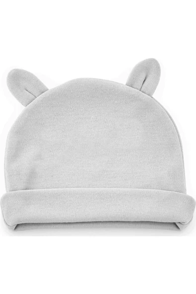 Babyjem Unisex Bebek Gri Yenidoğan Kulaklı Şapka ürün görseli 1