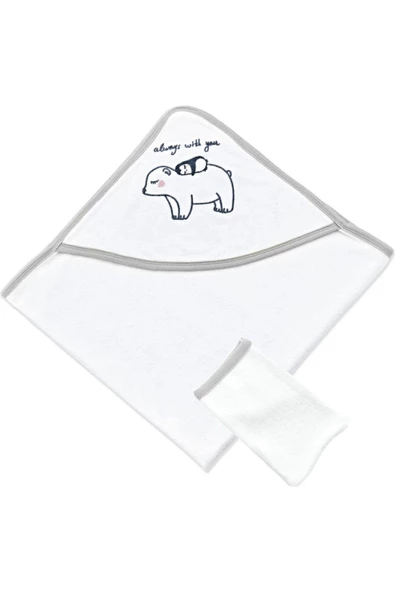 Babyjem Unisex Bebek Gri Yeni Doğan Banyo Havlusu 062 Gri ürün görseli 1
