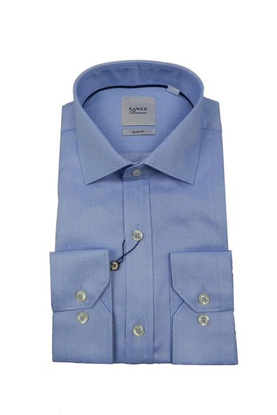 Erkek Slim Fit Puantiyeli Gömlek 1056 BGL-ST02518 ürün görseli 1