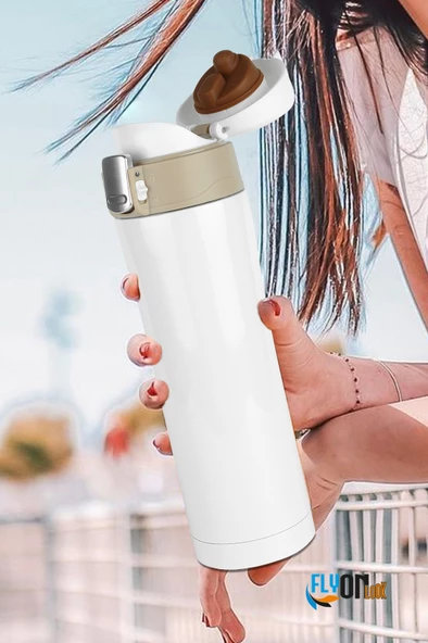 Beyaz Çelik Termos Matara 500 Ml ürün görseli 1
