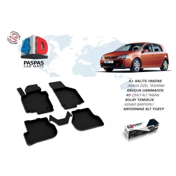 VOLKSWAGEN GOLF 5 2003-2008 SİYAH 4D PASPAS - Resim 2