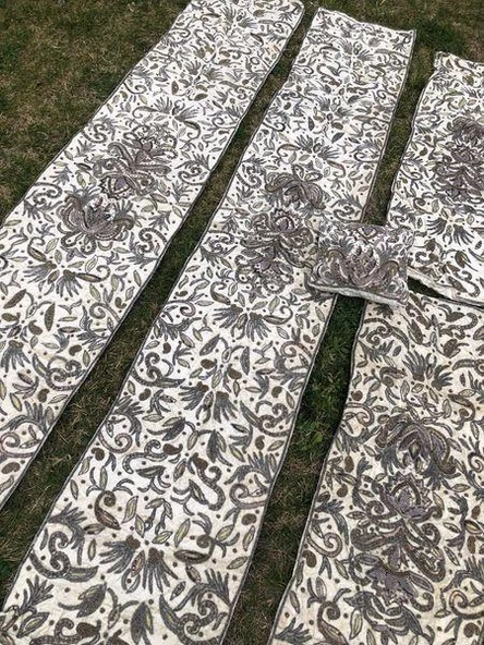El İşi Otantik İşlemeli Boncuklu Taşlı Kadife Masa Koltuk Örtüsü Takımı 5 Parça 004 ürün görseli 1