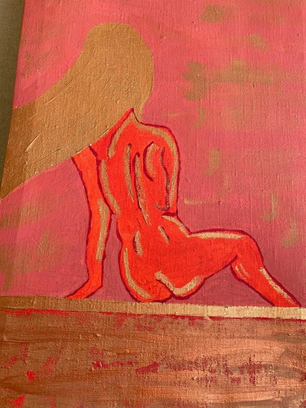 Kadın Nü Yağlı Boya Kanvas Tablo 70x40cm - Resim 6