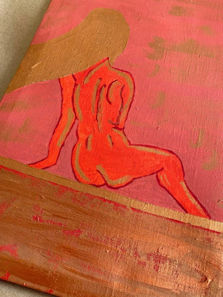 Kadın Nü Yağlı Boya Kanvas Tablo 70x40cm - Resim 5