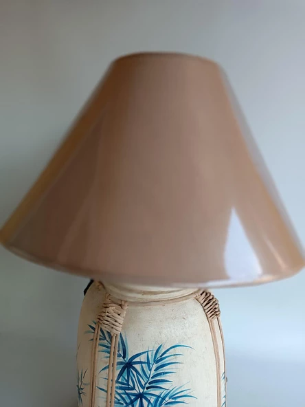 Çiçek Motifli Ahşap Abajur 63 cm - Resim 3