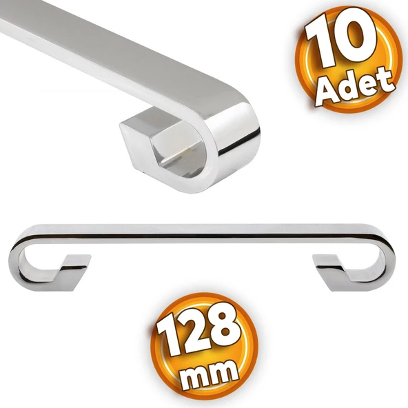 Barida Mobilya Mutfak Dolap Dolabı Çekmece Kulpu Kulbu Krom Metal (128 MM-12.8 CM) (10 ADET) ürün görseli 1