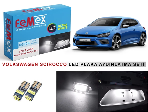 Volkswagen Scirocco Plaka Aydınlatma Seti Led Ampul Beyaz FEMEX T10 ürün görseli 1