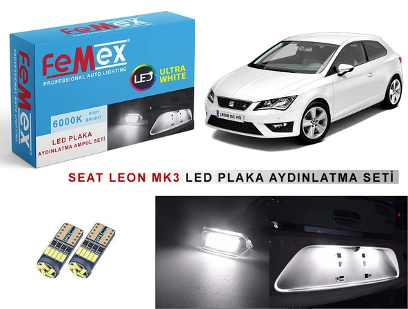 SEAT Leon MK3 Plaka Aydınlatma Seti LED Ampul Femex T10  Beyaz Led ürün görseli 1