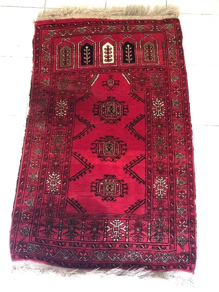 Afgan El Dokuma Kilim Seccade 130x73 - Yaşlı Halı Seccade ürün görseli 1