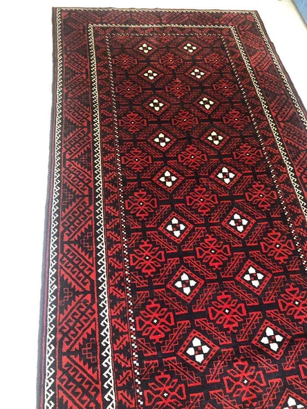 +40 YILLIK ANTİK İRAN BALUCH EL DOKUMASI YÜN HALI 255x135cm 3.39m2 ürün görseli 1