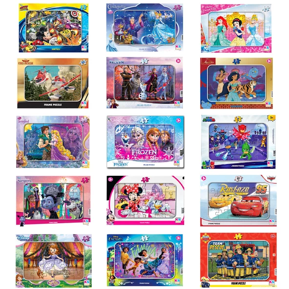 Disney Kahramanları Lisanslı Frame 24 Parça 5'li Karma Puzzle Set ürün görseli 1