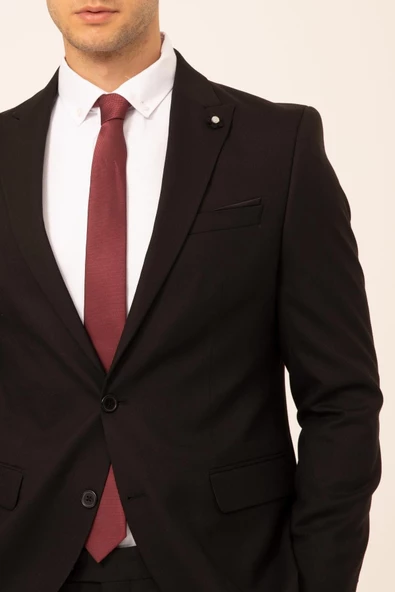 Slim Kalıp Düz Takım Elbise - Resim 2