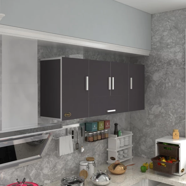 Kenzlife hazır mutfak acus22 gri 060*150*22 mutfak banyo dolabı kapaklı raflı ürün görseli 1