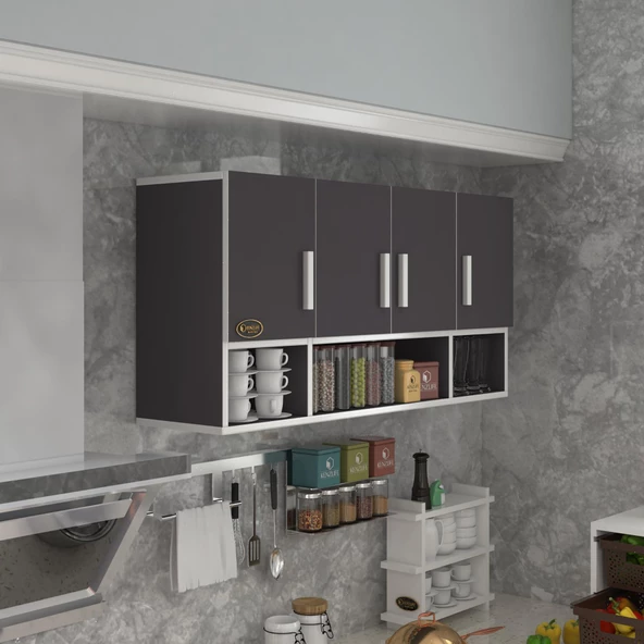 Kenzlife hazır mutfak severus gri 060*120*22 mutfak banyo dolabı kapaklı raflı ürün görseli 1
