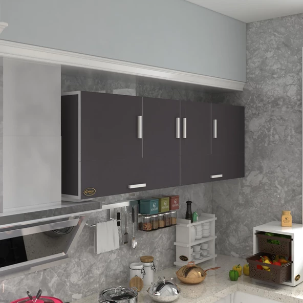 Kenzlife hazır mutfak perenna gri 060*180*22 mutfak banyo dolabı kapaklı raflı ürün görseli 1