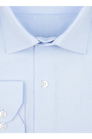 Gm2025000183 Klasik Yaka Regular Fit Armürlü Mavi Erkek Gömlek ürün görseli 1