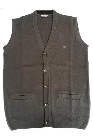 GRİMEN DÜĞMELİ ÇELİK ÖRME CASUAL RAHAT KALIP DÜĞMELİ YELEK - Resim 6