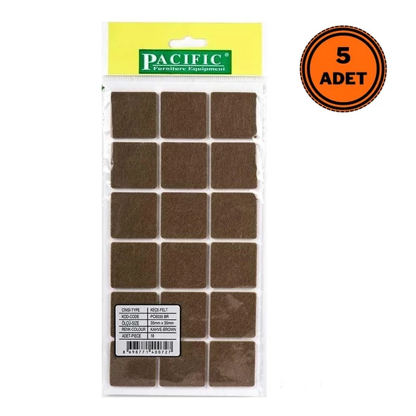 5 Adet Pacific Zemin Koruyucu Yapışkan Kare Keçe 35 mm x 35 mm ürün görseli 1