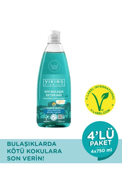 Viking Premium Bulaşık Deterjanı Fesleğen & Limon 750 ml 4 Adet ürün görseli 1