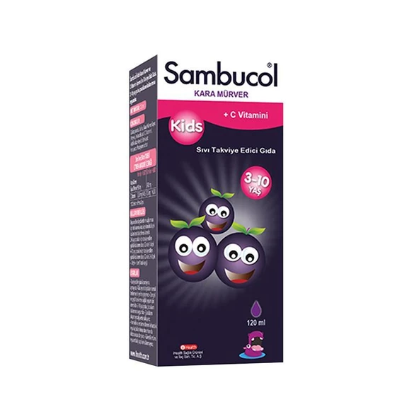 Sambucol Kids Kara Mürver C Vitamini ve Çinko İçeren Takviye Edici Gıda 120 ml ürün görseli 1