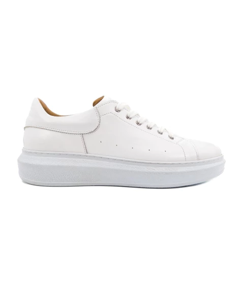 Eşsiz El Yapımı Strada Beyaz Hakiki Deri Erkek Spor (Sneaker) Ayakkabı ürün görseli 1