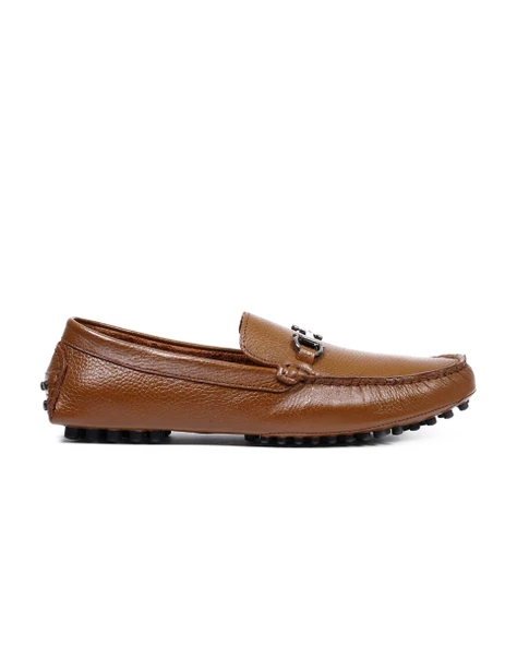 Eşsiz El Yapımı Sümela Taba Hakiki Deri Erkek Loafer Ayakkabı ürün görseli 1