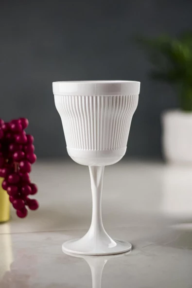 Akrilik Beyaz Tekli Kadeh & Su Meşrubat Kahve Yanı Bardağı 300 ml ( Cam Değildir ) ürün görseli 1