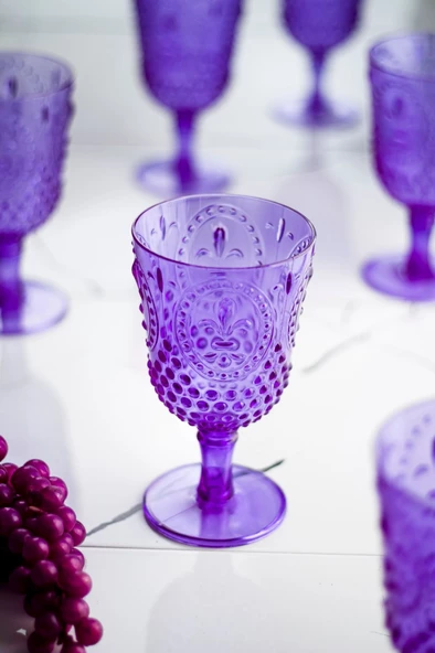 Akrilik Mor Tekli Kadeh & Su Meşrubat Kahve Yanı Bardağı 450 ml ( Cam Değildir ) ürün görseli 1