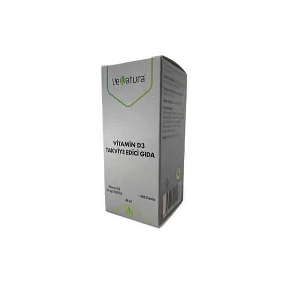 VeNatura Vitamin D3 Takviye Edici Gıda 1000 IU 20 ml Damla ürün görseli 1