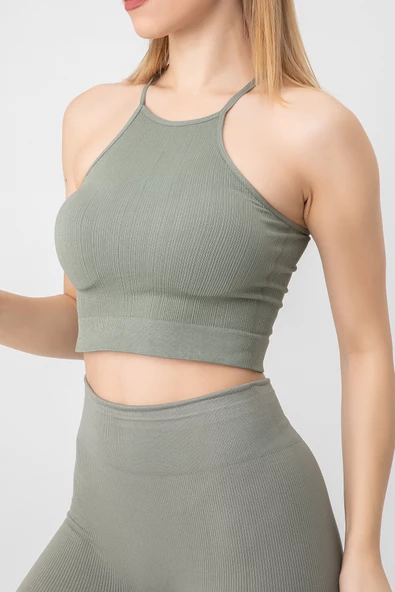 DoReMi Seamless Örme Halter Yaka Büstiyer - Resim 9