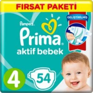 Prima Aktif Bebek Bebek Bezi 4 Beden 54'lü Fırsat Paketi ürün görseli 1