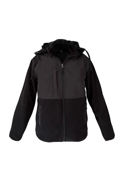 Softpolar Kapüşonlu Mont - Siyah - Slim Fit ürün görseli 1