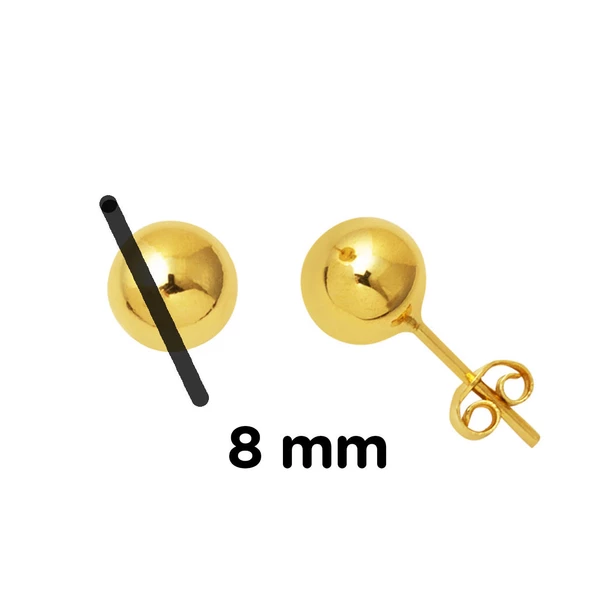 14 Ayar Altın Top Küpe 8 mm. - Resim 6