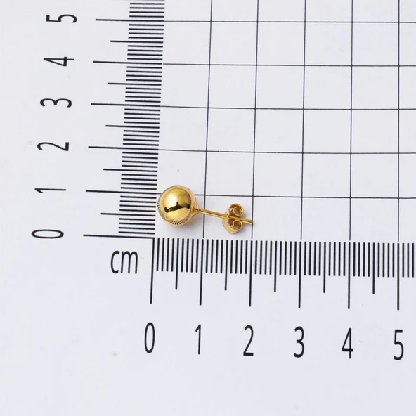 14 Ayar Altın Top Küpe 8 mm. - Resim 7