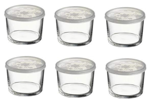 Paşabahçe kapaklı cam saklama kabı 6 lı kahvaltılık 220cc ürün görseli 1