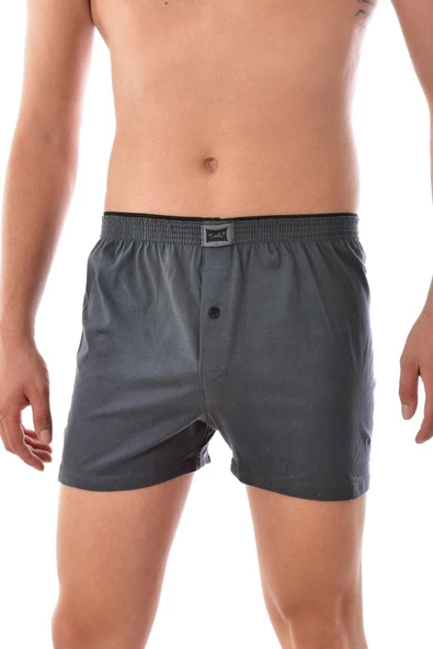 Erkek Gri Penye Düz Boxer 6 Lı - Resim 2