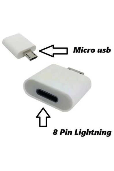 iPhone 8 Pin to Samsung Mikro Usb Çevirici Dönüştürücü Adaptör ürün görseli 1
