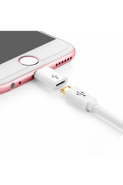 Mikro Usb to iPhone Çevirici Adaptör 8 Pin iPhone 5 5S 5E 6 6S 6 Plus 6S Plus 7 7Plus ürün görseli 1